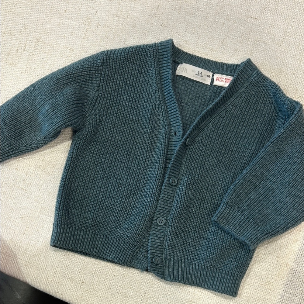 Zara Deep Teal Knit Sweater for babies size 3-6 months.